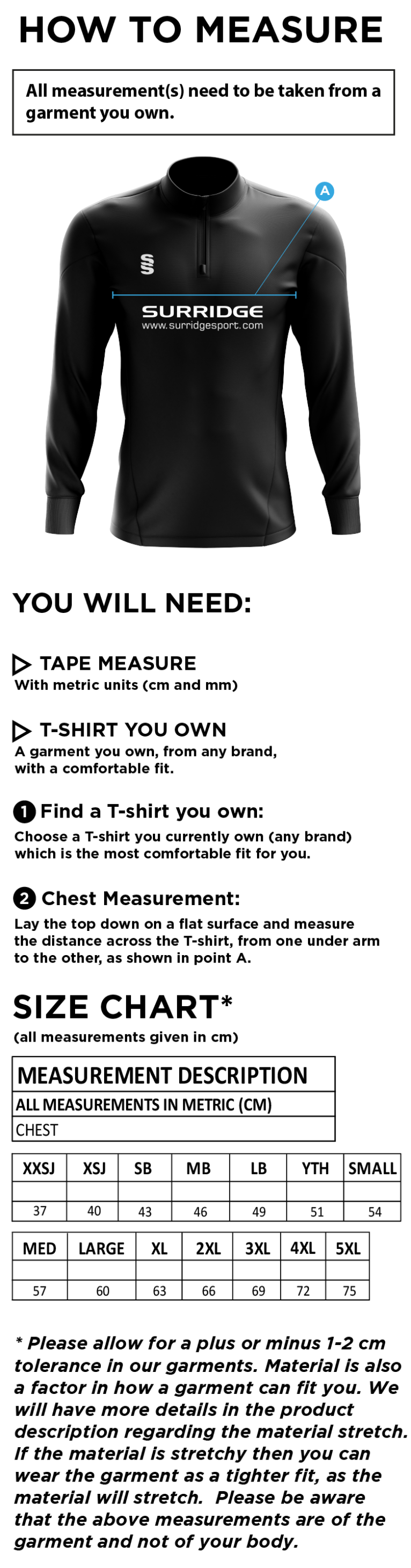 FIDRA BLADE PERFORMANCE TOP - Size Guide